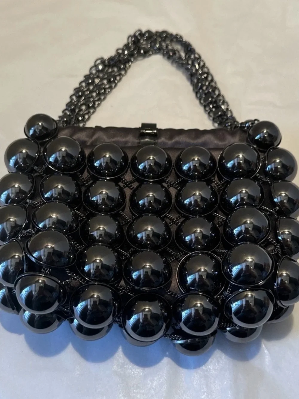 Stuart Weitzman Black Evening Clutch Mesh Metallic Formal Handbag Vintage Glam